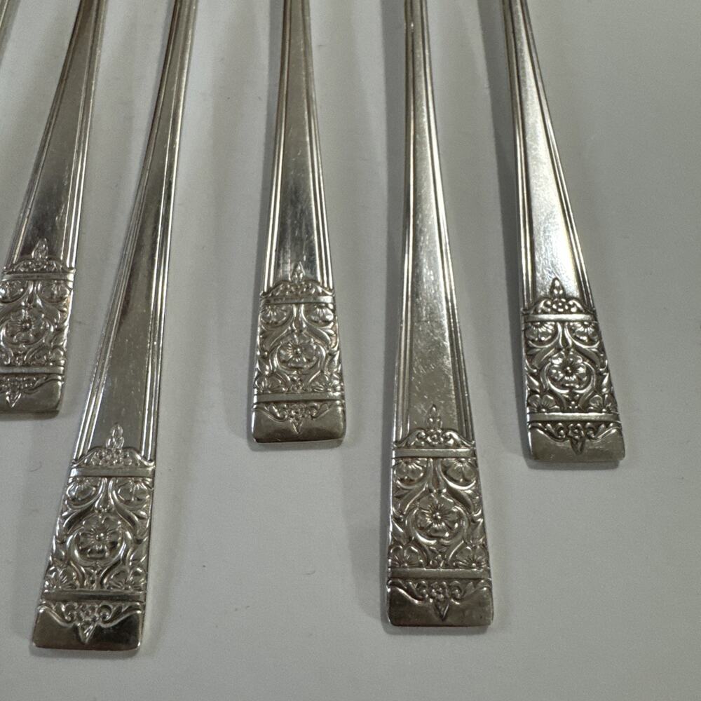 Set of 8 Iced Tea Spoons - Inauguration Pattern Silverplate National Silver - Picture 4 of 7